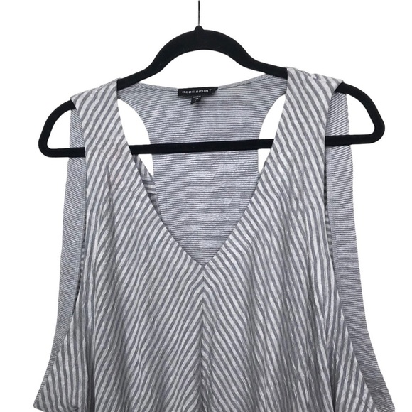 Bebe Sport Gray White Striped Tank Top Medium - Picture 3 of 14